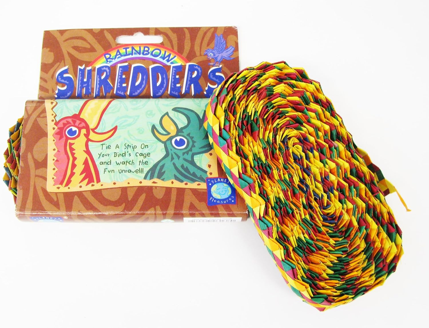 Planet Pleasures Rainbow Shredders Straight Ribbon Bird Toy, 30' L by 1" W