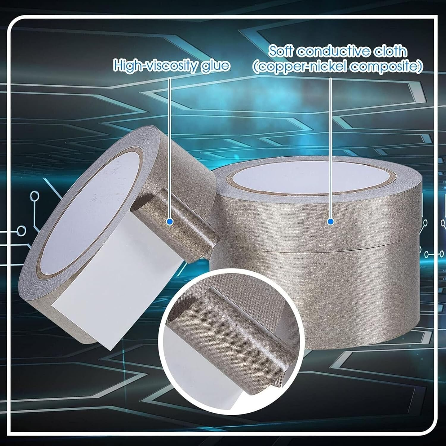 Electrical Shielding Tape - Adhesive Conductive Tape | Signal Blocker with Double-Sided Conductive Adhesive, Fabric Tape for Grounding Electrical Repair Mumiao image number 1