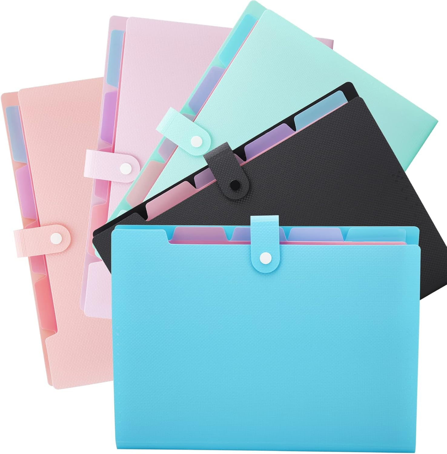 Nafy Colorful Expanding File Folder, 5 Pockets Folder with Colored Labels Portable Weave Pattern Accordion File Folder A4 Letter Size Project Organizer Document Folder for Office School (Purple)