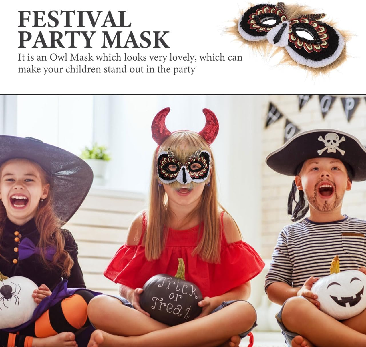 Halloween Owl Mask: Animal Half Face Mask Bird Cosplay Costume Masquerade Halloween Party Cosplay Props image number 2