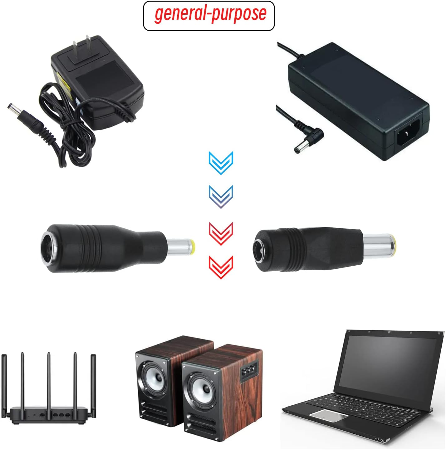 SING F LTD 4Pcs DC 8Mm Male to DC 5.5Mm X 2.1Mm Female Power Adapter Replacement DC Power Plug Adapter Electrical Accessories for Solar Generators Cars Rvs image number 2