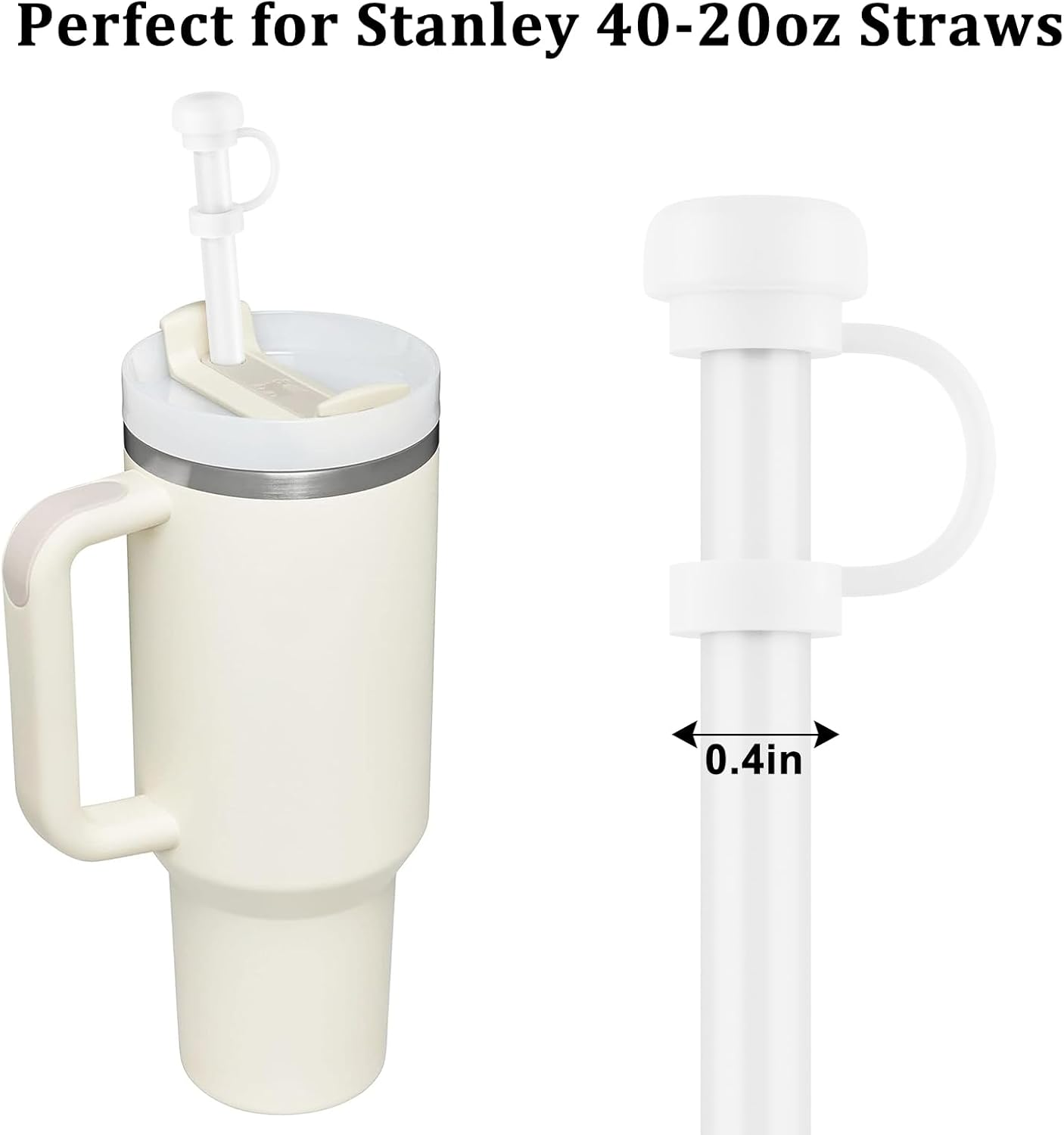 4 Pcs Straw Covers for Stanley Cup 40-20 Oz, 0.4 Inches Silicone Straw Cover Caps, Stanley Cups Accessories, Dust-Proof and Leak-Proof (4 Straw Covers) image number 5