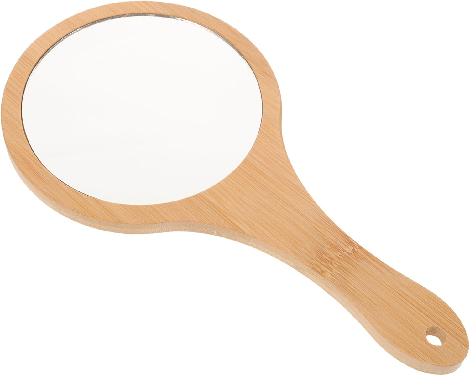 Portable Women Makeup Mirror Handheld Vanity Mirror Bamboo Handle Travel Essential image number 3