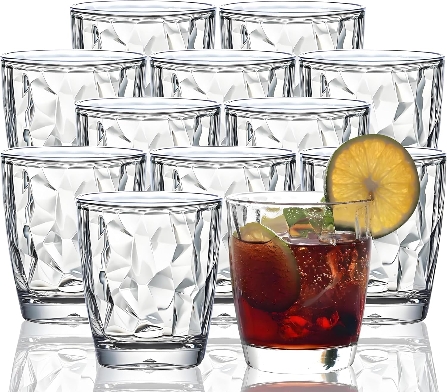 VEILEDGEM 15Oz Shatterproof Tritan Drinking Glasses Unbreakable Acrylic Glasses Drinkware BPA Free Hard Plastic Cups Reusable Kitchen Water Glasses Drinking Set of 8 (Blue)