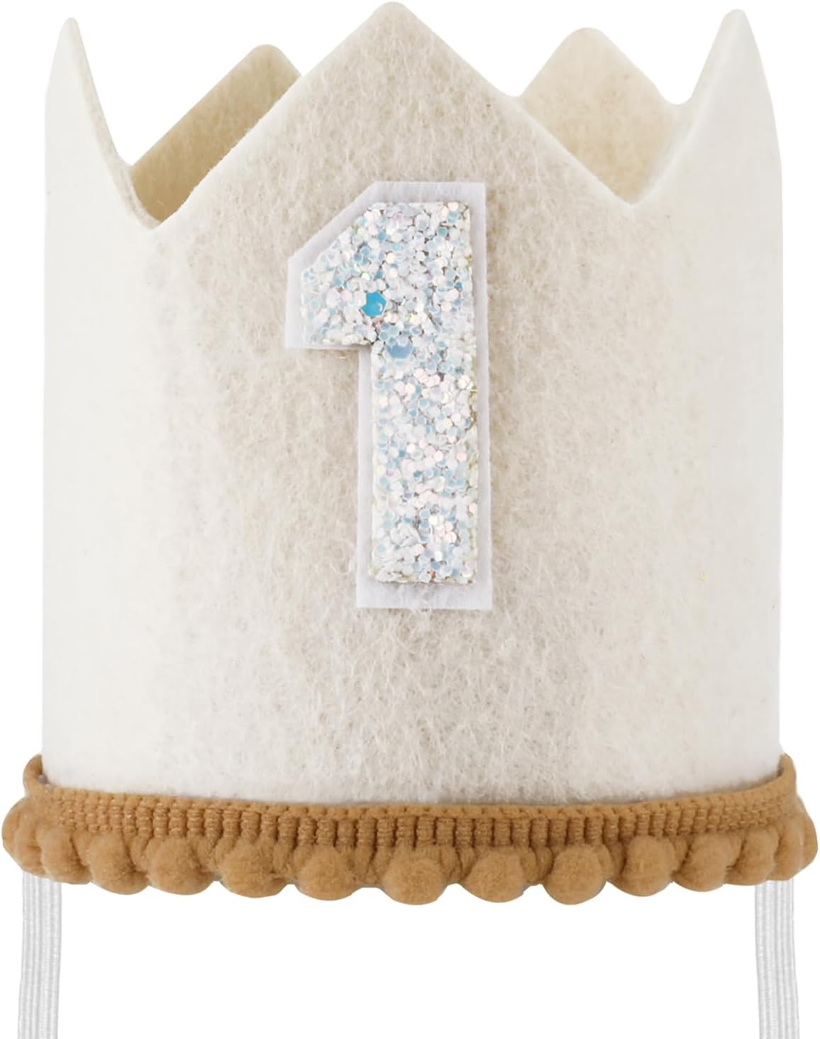 PEUTIER First Birthday Crown Hat for Baby, 1St Birthday Hat with Elastic Band, Concise Cute Birthday Hat Decorations Baby 1St Birthday Party Supplies for Boys Girls (White) image number 2