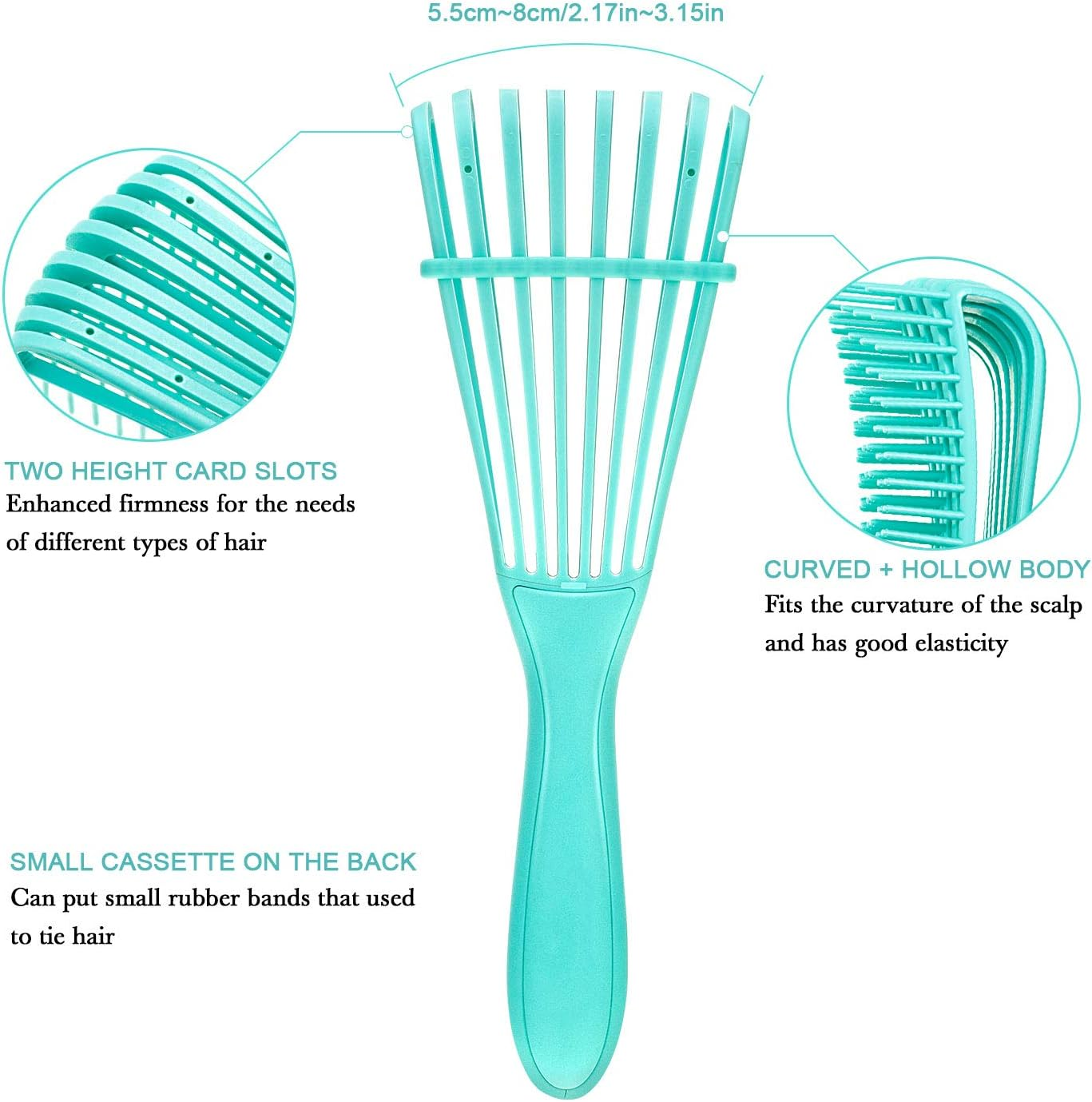 2 Pieces Detangling Brush for Afro America/African Hair Textured 3A to 4C Kinky Wavy/Curly/Coily/Wet/Dry/Oil/Thick/Long Hair, Knots Detangler Easy to Clean (Pink, Green) image number 5