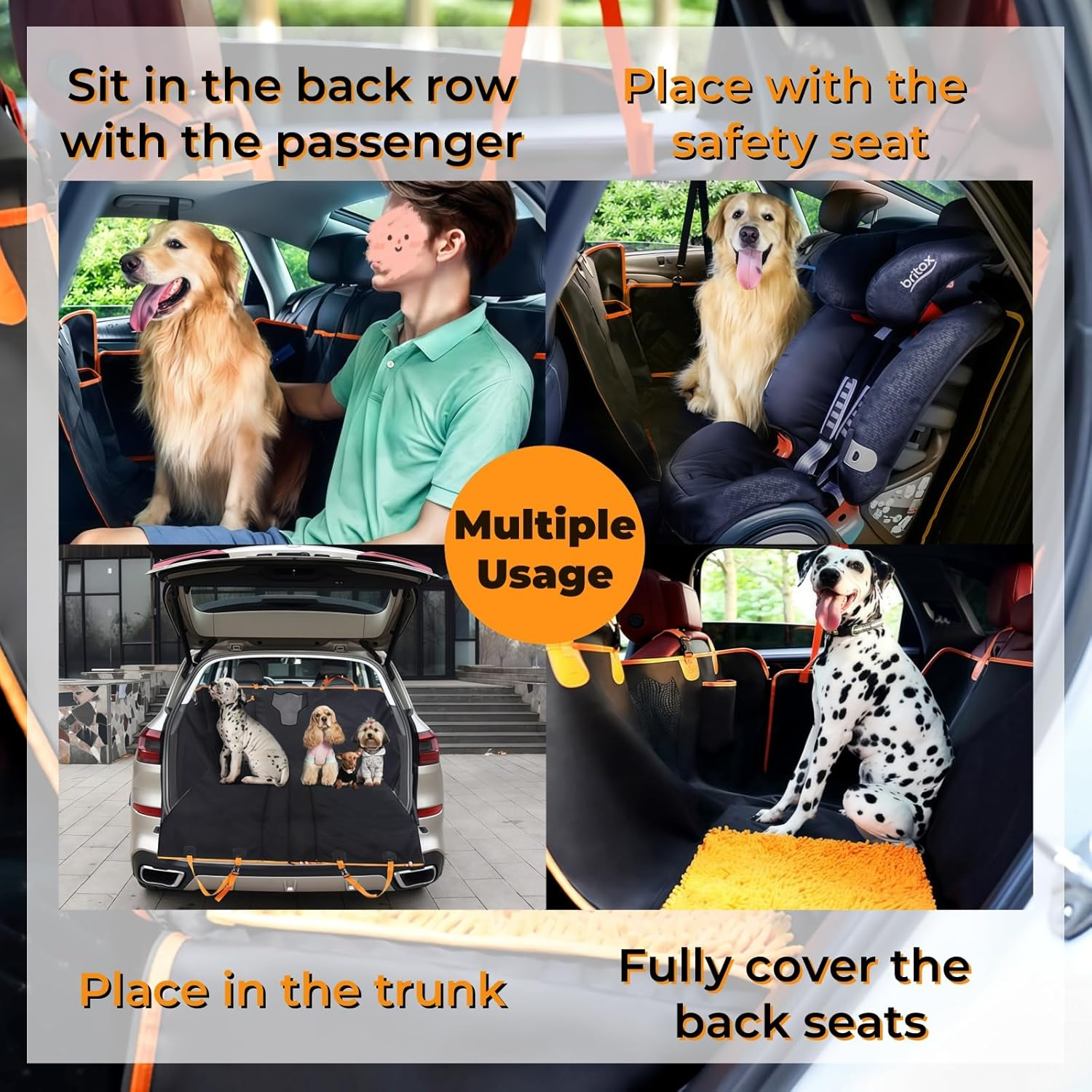Dog Car Seat Cover &ndash; Dog Travel Car Accessories Interior | Upgraded Anti-Penetration - Waterproof Material | Universal Fit for Suvs, Trucks & Cars | Durable, Easy to Clean image number 2