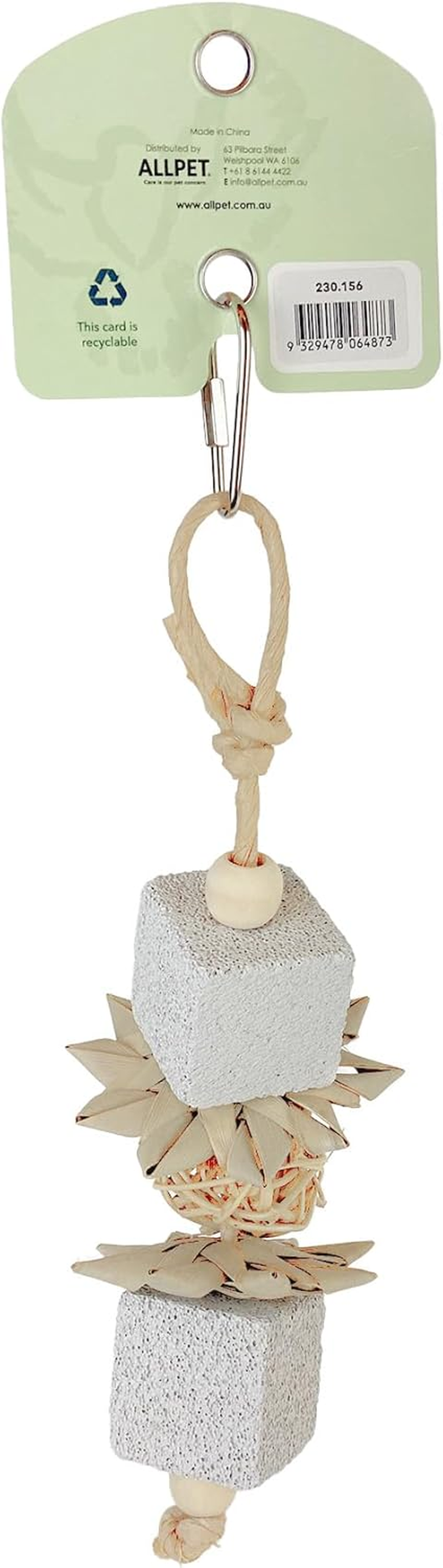 Avian Care Naturals Stone Blocks Bird Toy, 25Cm &ndash; 100% Natural Chew & Beak Health Toy with Palm, Vine & Wood, Eco-Friendly, for All Birds