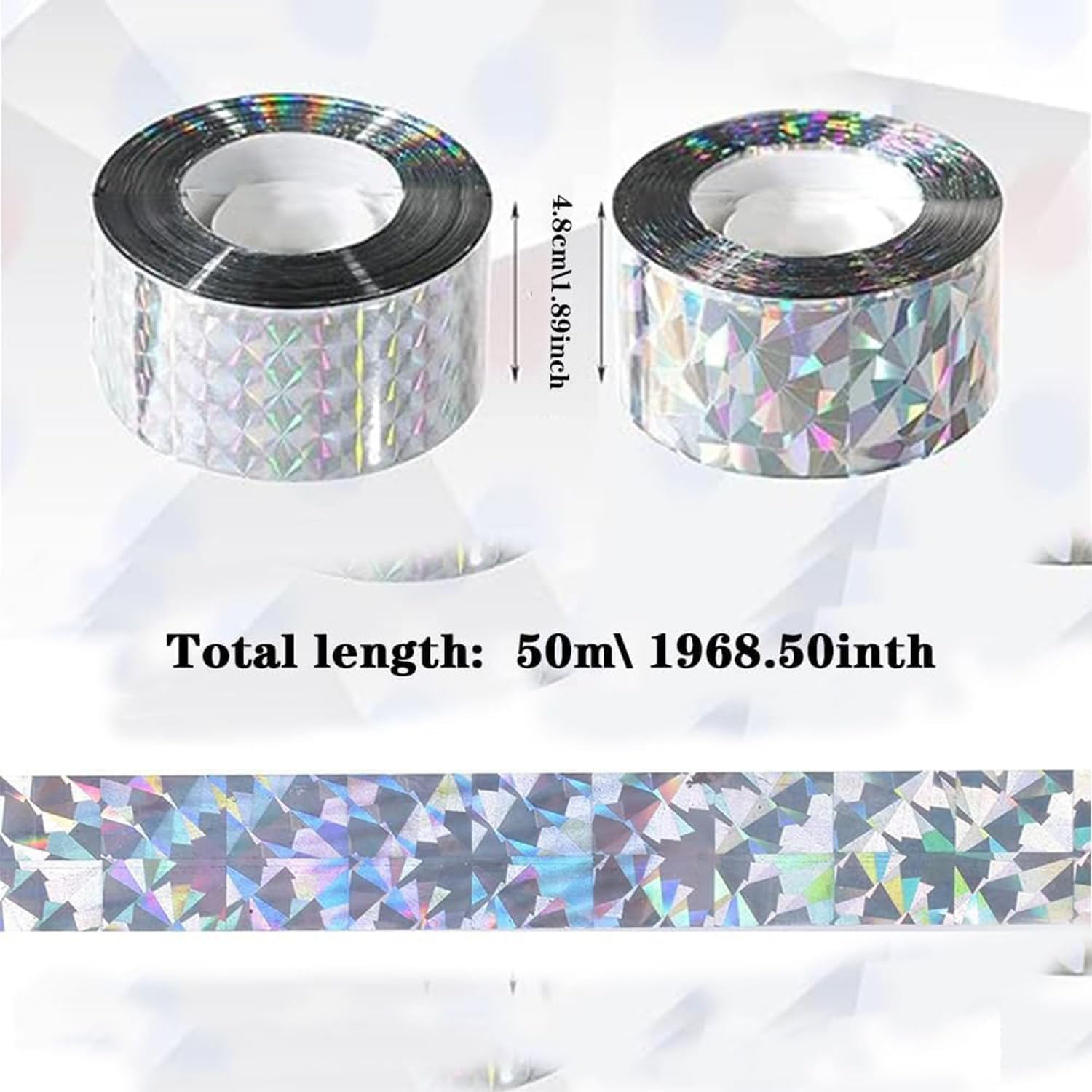Lyfengdeam 2 Rolls Bird Scare Reflective Ribbon Flashing Tape Holographic Reflective Double-Sided Yard Fence Garden Porch Decoration Accessories Keep Away Flashing Ribbon for Pigeons Hawk Woodpeckers image number 3