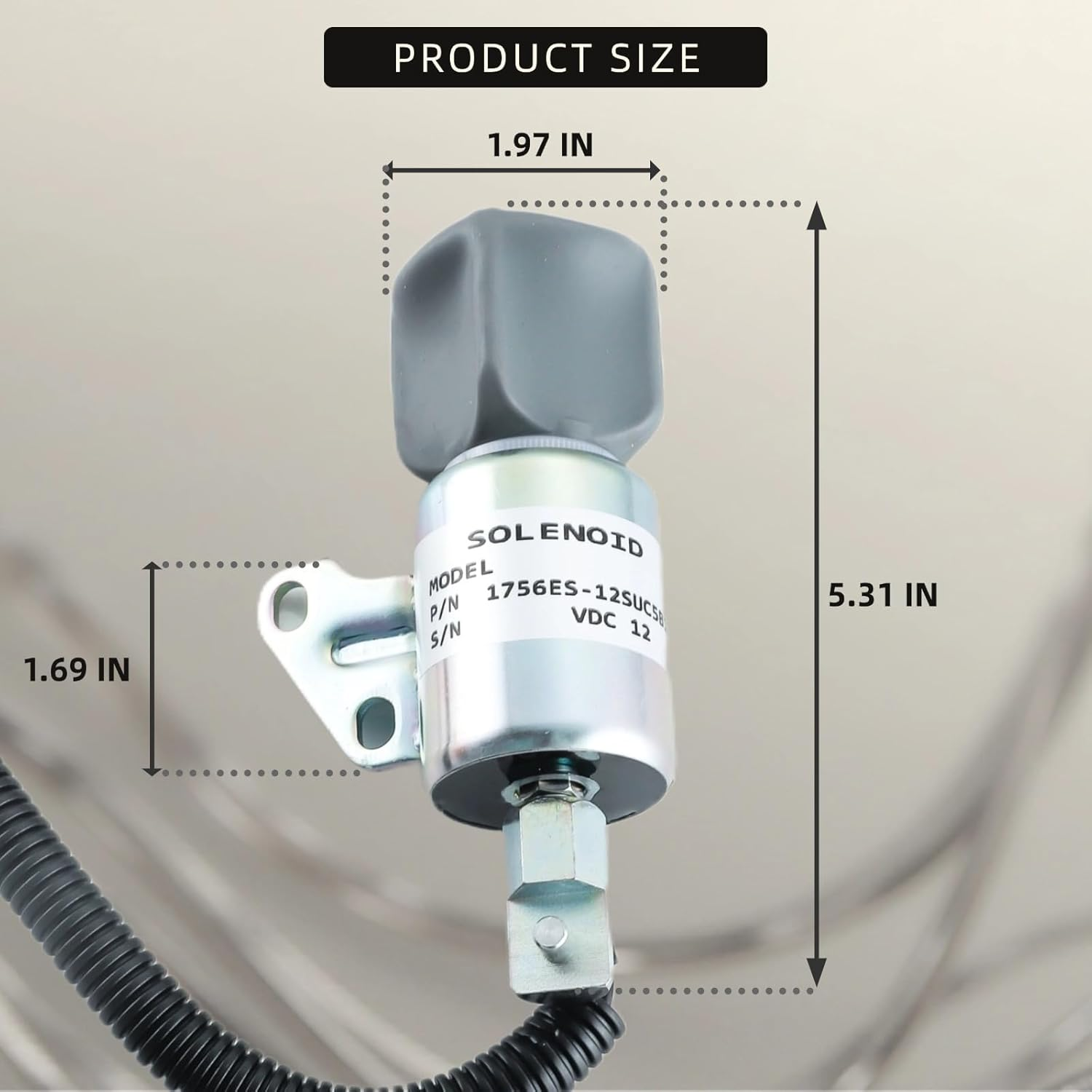 1756ES-12SUC5B1S5 Fuel Shut off Solenoid SA-5176-12 SA-4899-12 16851-57723 Replacement for Kubota Engine D722 D902 Z482 Chevy Gmc Pickup 4.3L Engine Stop Solenoid 12VDC image number 3