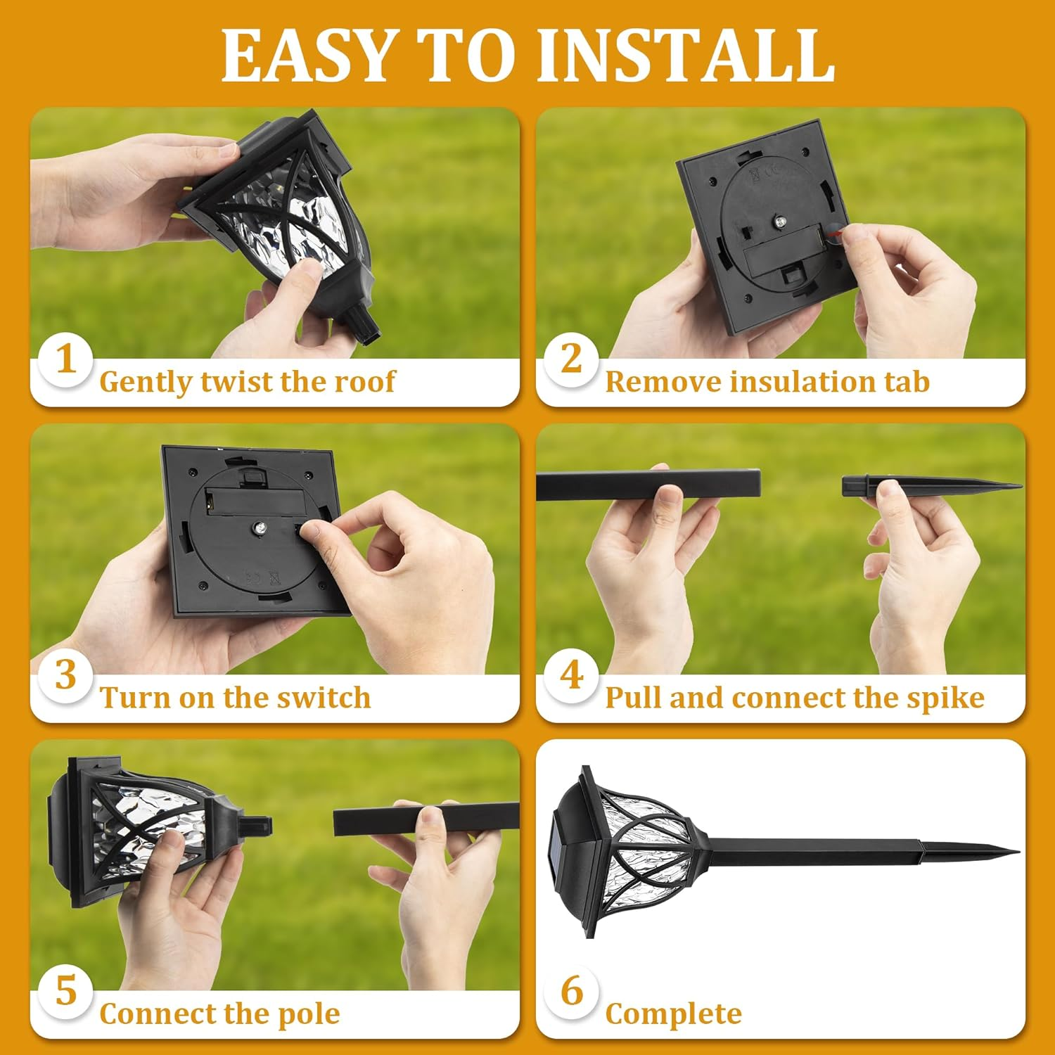 PATIOPIA Solar Lights Outdoor, 6 Pack LED Solar Garden Lights Waterproof, Solar Lights for Outside, Garden Decor for Yard,Landscape, Patio, Planter, Walkway (Warm White) image number 5