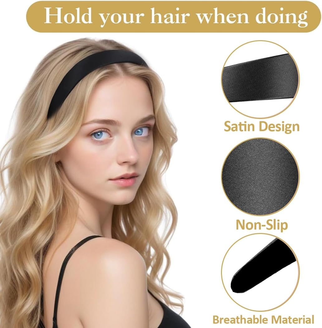VAEIORP Pack of 3 Satin Hair Bands for Women and Girls, Satin Hair Bands for Women