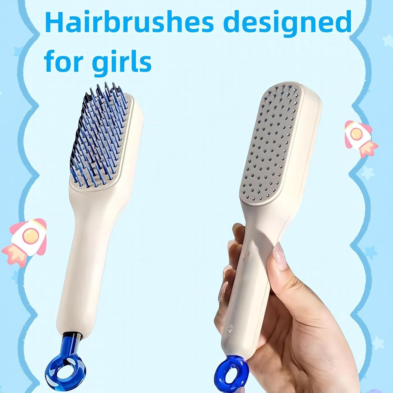 2PCS Dandruff Comb Energy Massage Comb and Self-Cleaning Anti-Static Massage Comb,Better Hair Quality, Removal of Dandruff and Dirtfor for Women Men White image number 2