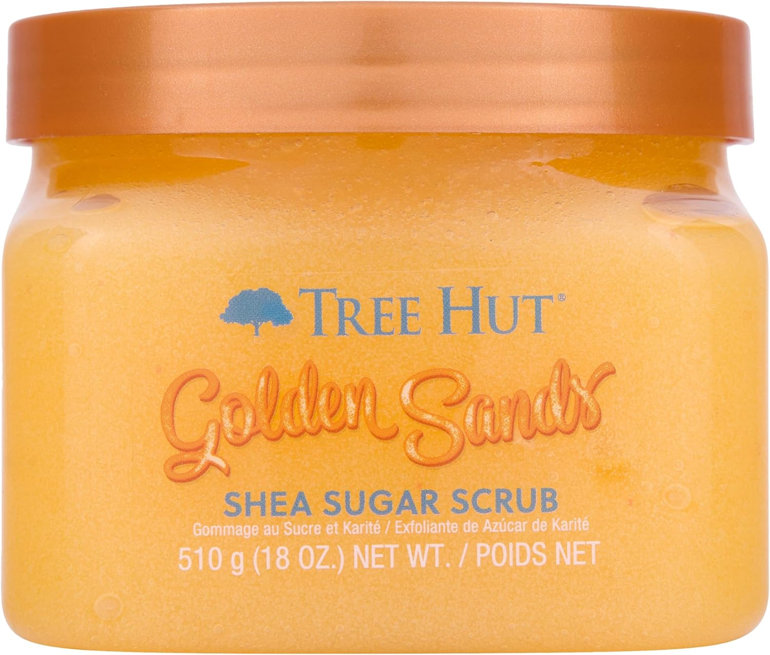 Tree Hut Golden Sands Shea Sugar Scrub, Exfoliating, Hydrating & Moisturizing Body Scrub with Shea Butter & Nourishing Essential Oils, Smooth & Soften Skin, 18 Oz