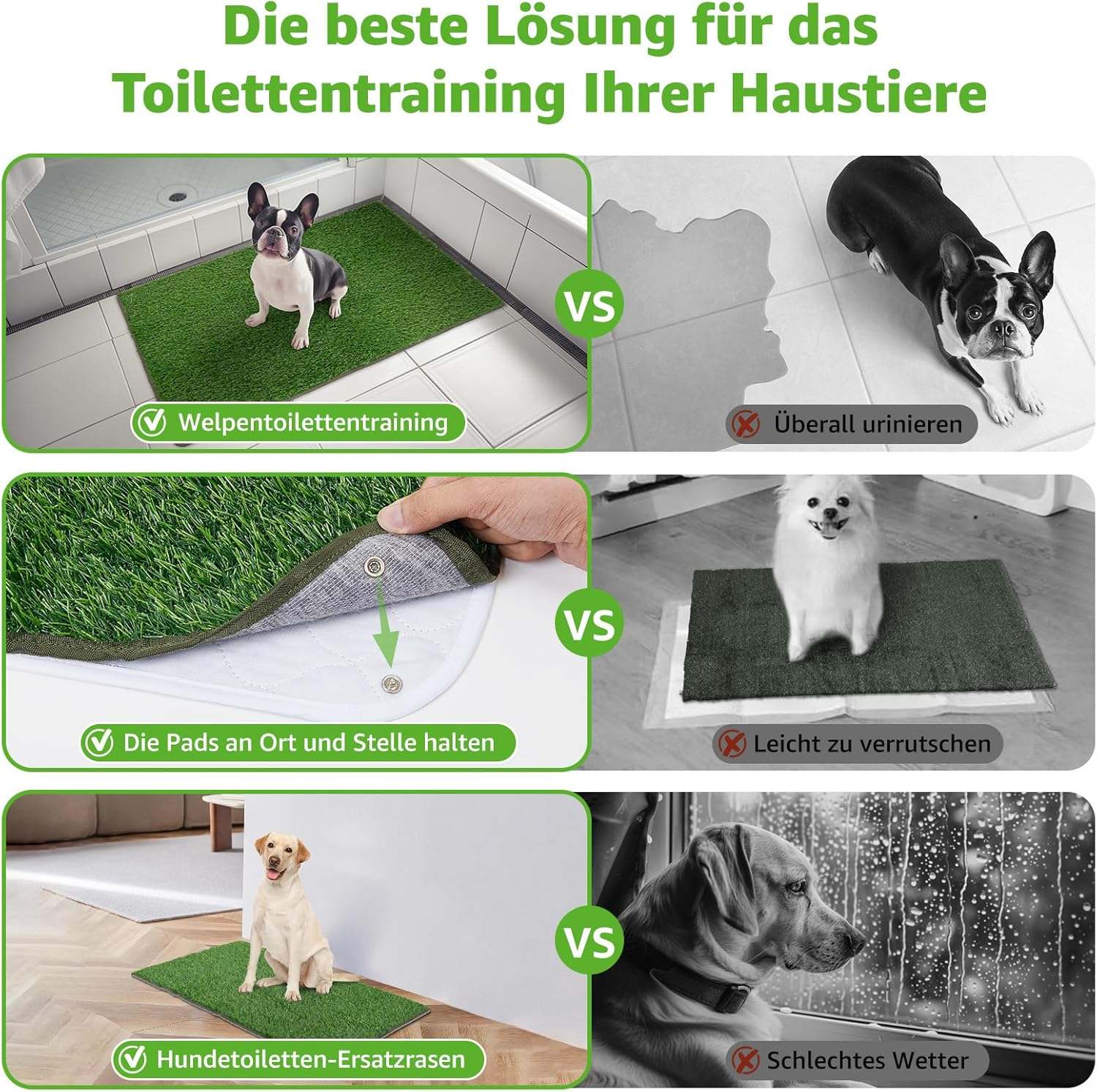 Reusable Dog Toilet, High Permeability Dog Toilet Artificial Grass with Washable Puppy Mat, Puppy Toilet for Home, Apartment image number 3