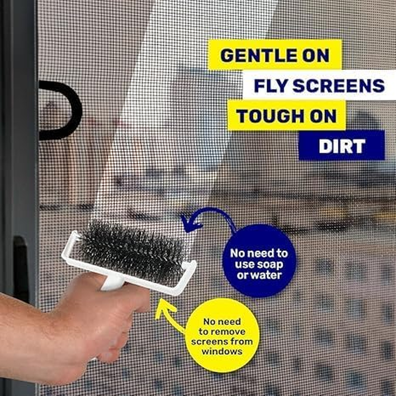 LEDON Window Screen Cleaner Brush - 360&deg; Rotating Head, Multifunction Fly Screen Dust Brush for Doors & Windows, No Need to Remove Screens or Use Water, Secure Grip Handle