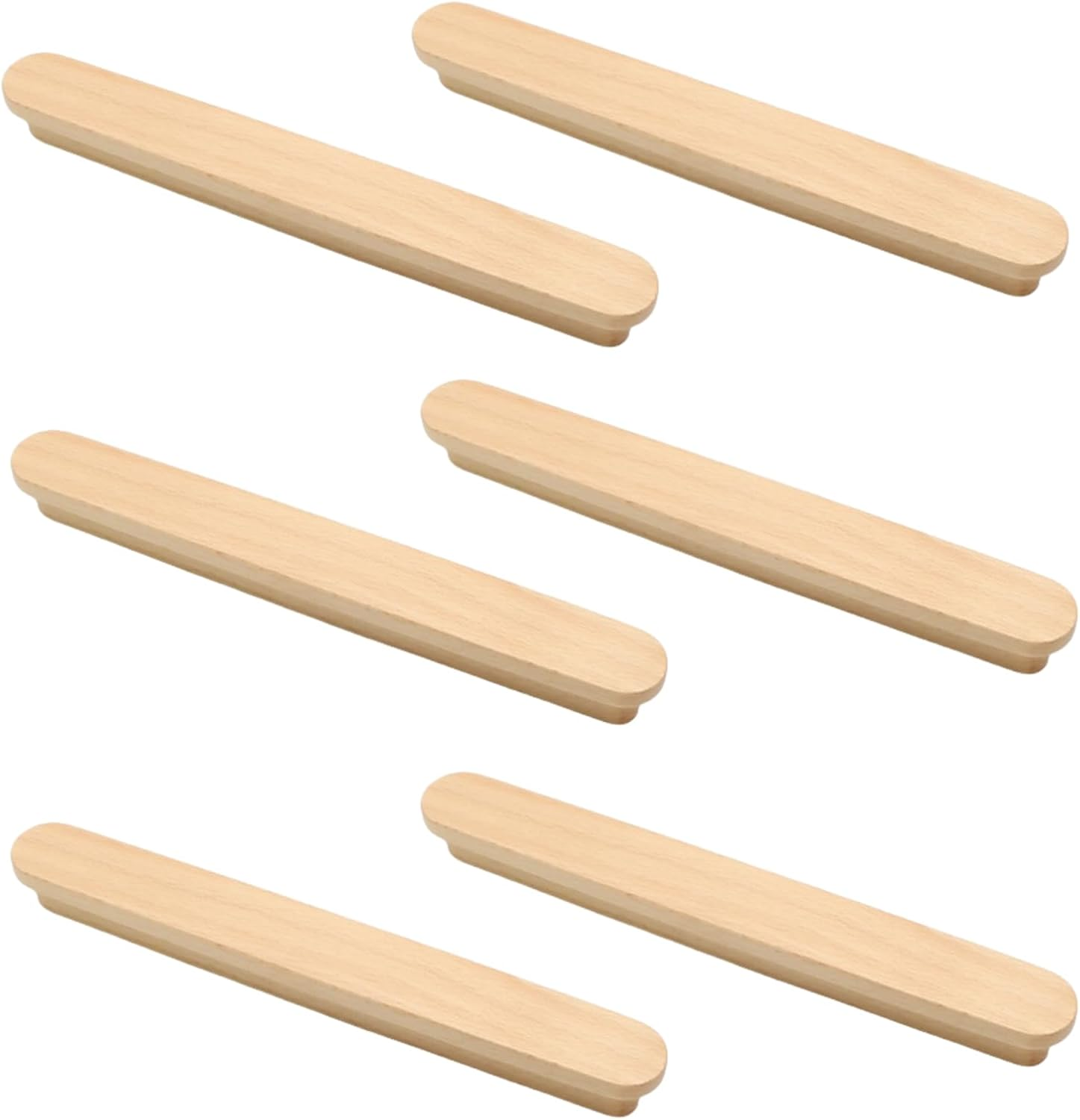 Wood Drawer Handles 6Pcst Shaped Cabinet Door Solid Wood Handle Furniture Drawer Cabinet Wooden Handle Black Walnut 96Mm