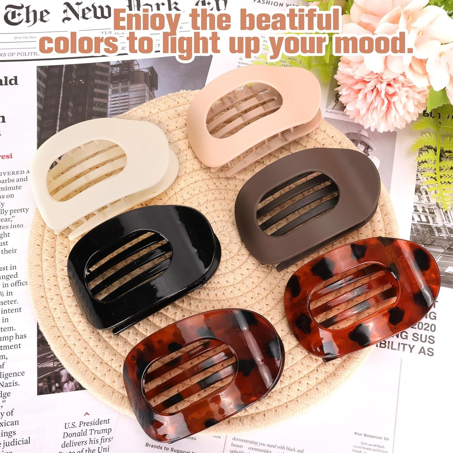 Pack of 6 Flat Hair Clips Women - Duck Beak Hair Clip Set in Matt & Gloss - Flat Hair Clips Women, Non-Slip French Hair Clip, Suitable for Daily Use and Driving image number 1