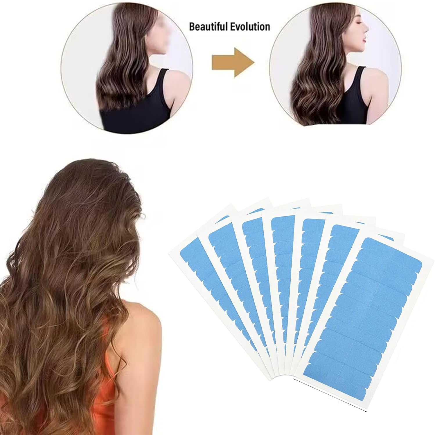 BGENHPON 120 Pieces Hair Extension Tape Double Sided Smart Tabs for Tape Hair Extensions Professional Grade No Residue Bonding Tapes for Easy Replacement 4Cm*0.8Cm image number 3