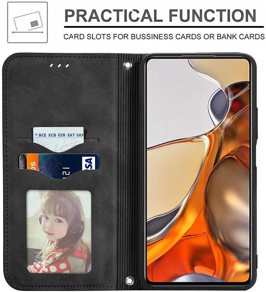 SEAHAI Case for HMD Skyline Leather PU Wallet Folio Stand Case, Ultra-Thin Shockproof Cover Kickstand with Credit Card Slots TPU Shell Magnetic Close - Black