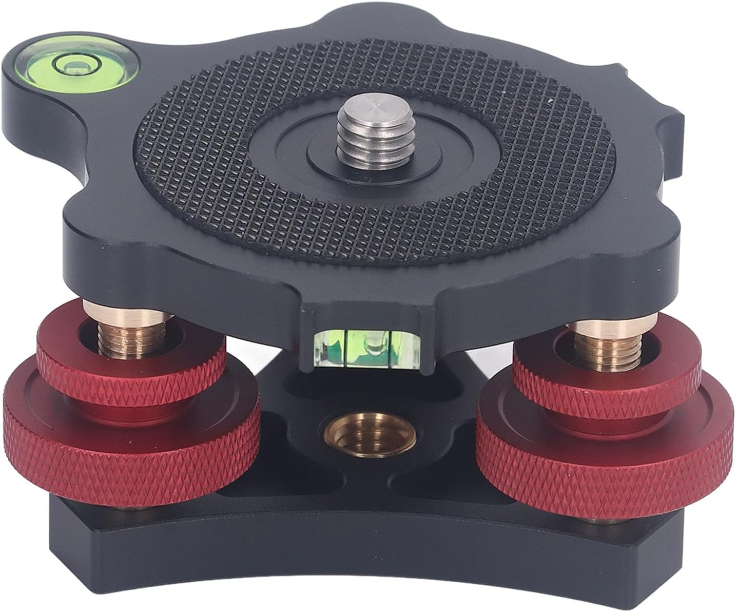 Tripod Head Leveling Base, Aluminum Alloy Triple Wheel Leveler Base with 3/8 Inch Thread, Camera Leveler Base with 3 Bubble Levels for Macro Panoramic Photography image number 6