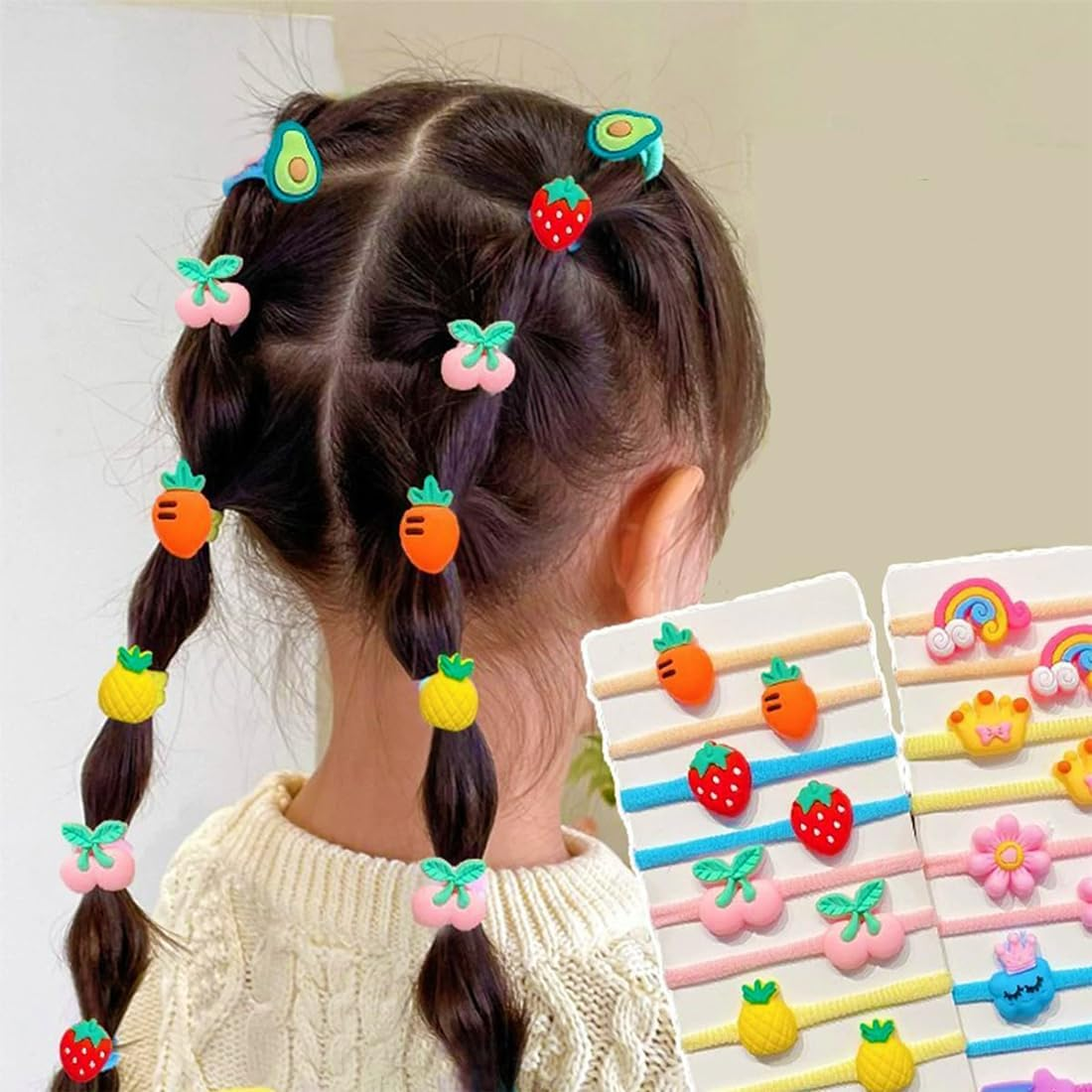 CATOR 100 Pieces Hair Bobbles Stretchy Cartoon Elastic Cute Hair Bands for Girls Small Hair Bands Ropes Ponytail Holder for Thin Hair Suitable for Baby Girls image number 5