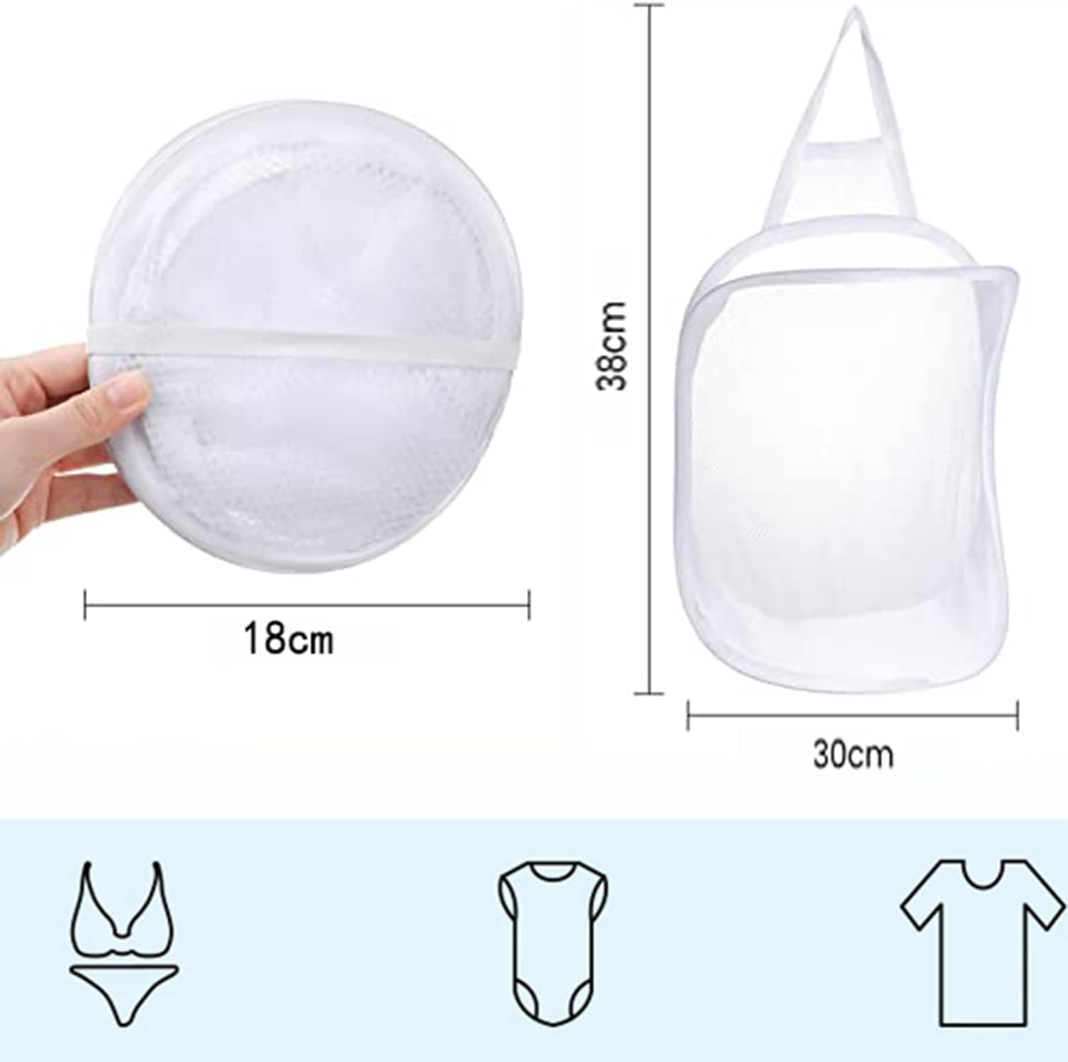 Yqkangzhu Hanging Laundry Hamper, Mesh Laundry Basket, Foldable Hamper with Carry Handle, Collapsible Dirty Clothes Hamper, Wall Mounted Storage Bag, Breathable Net Hampers for Laundry Room, Bathroom image number 2