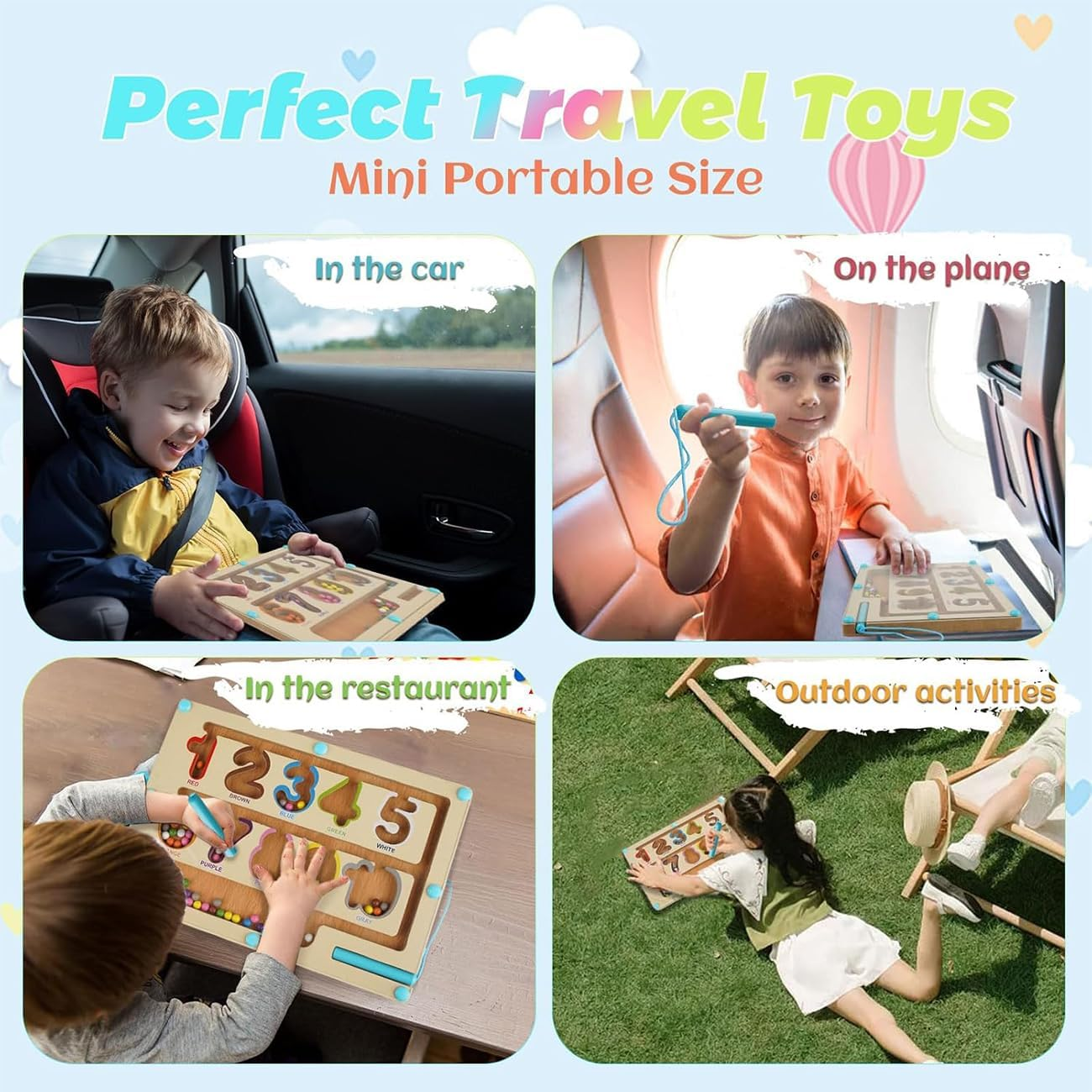 Magnetic Color and Number Maze, Montessori Fine Motor Skills Toys for Boys Girls 3+, Wooden Color Matching Learning Counting Puzzle Board Games (Colorful Numbers) image number 2