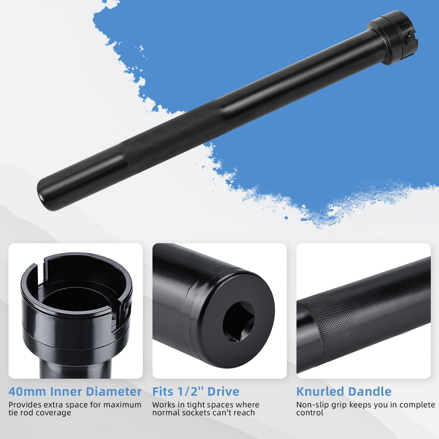 Tie Rod Removal Tool Inner,13 Pcs Tech Inner Tie Rodremoval Tool Kit, Car Inner Tie with 12 Crowfoot Adapters for Tie Rod Removal and Installation, Blue image number 5