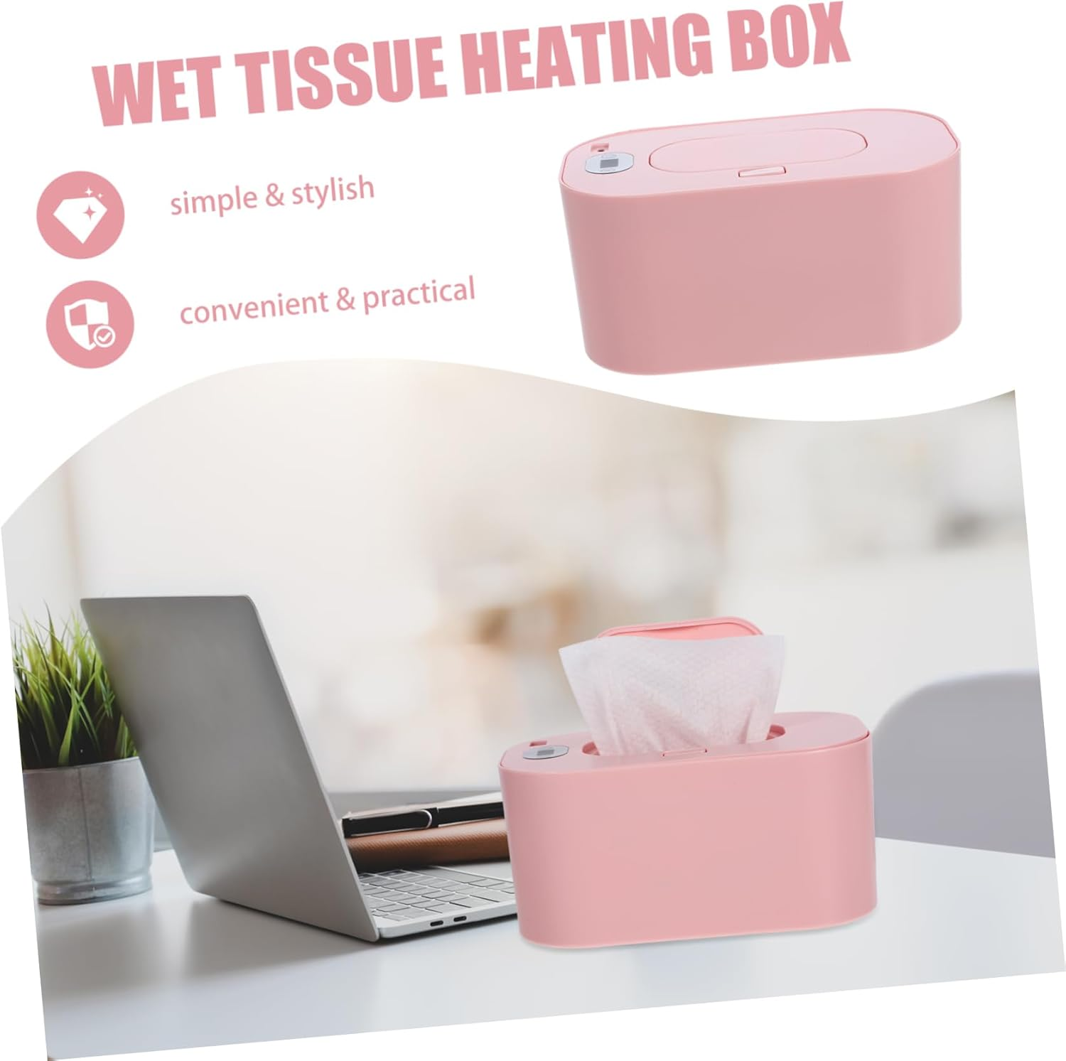 Wet Tissue Warmer with Thermostat Temperature Heating Storage Box for Wipes Low Power Energy Saving Convenient One-Button Operation Nursery Use image number 4