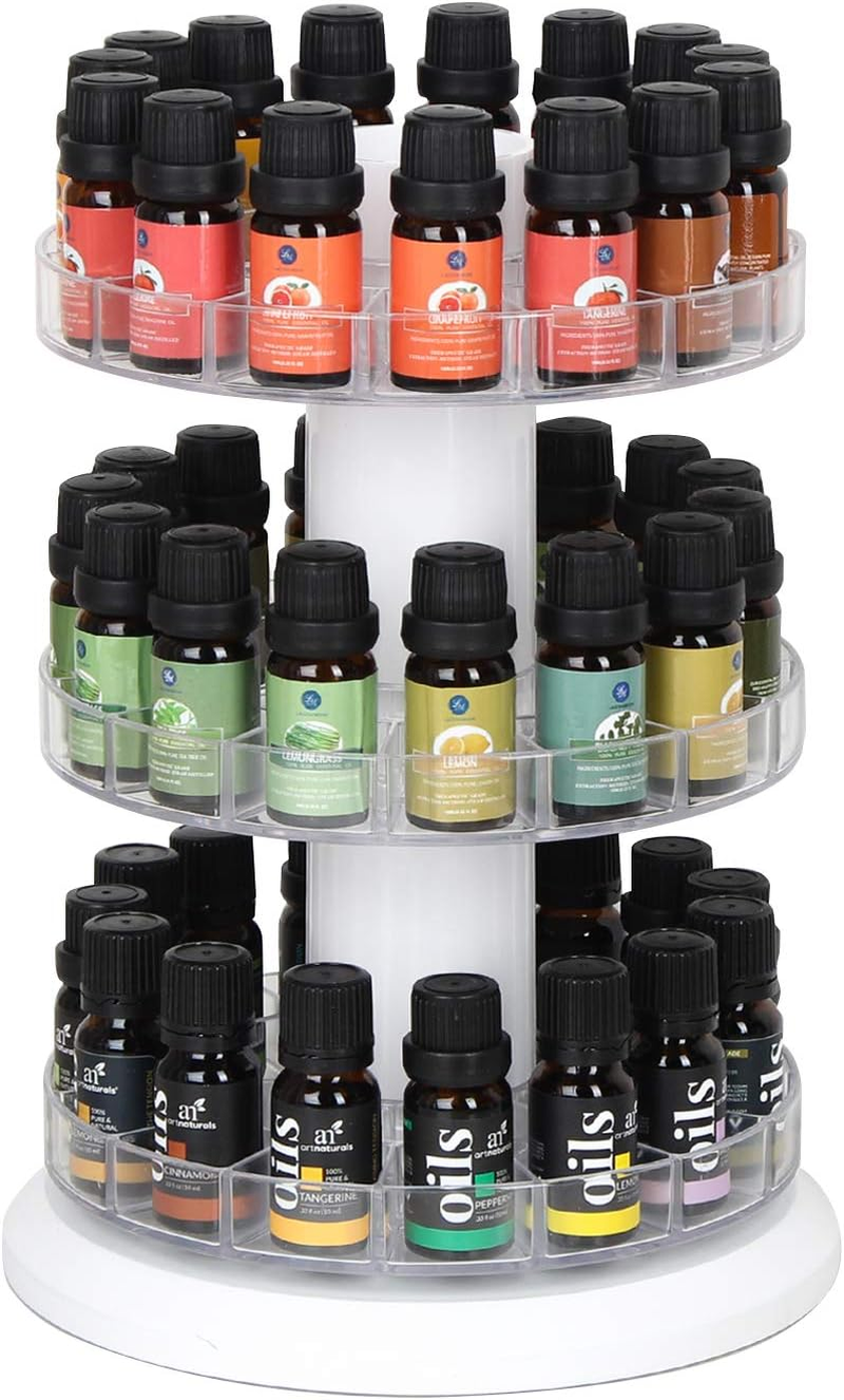 J JACKCUBE DESIGN Acrylic Rotating Essential Oil Display Stand Spinning Rack for 75 Bottle Organizer 5 Tier Storage for Paint Bottles Spice Make up Nail Polish Holder -MK505A (5 Tier)