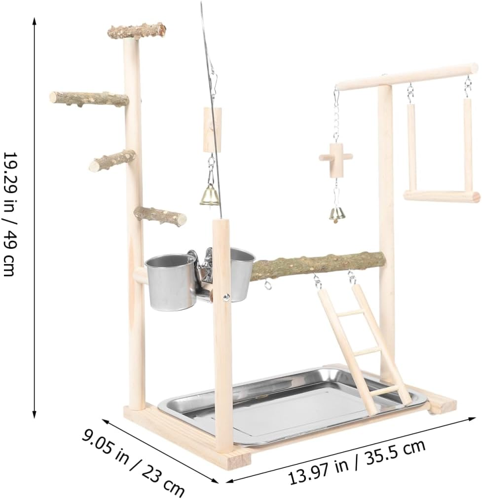 SUPVOX 1Set Bird Playground with Ladder Parakeet Perch Stand for Training and Play Natural Wood Bird Stand for Parrots Desktop Toy for Parakeets and Cockatiels