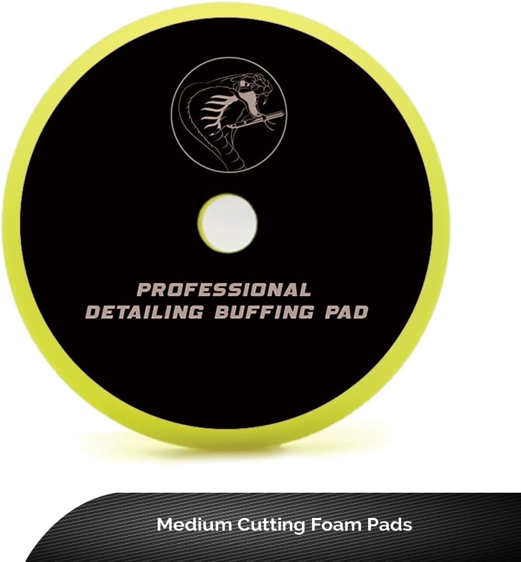 Cobra WRAP TOOLS Medium Cutting Foam Pads - Professional Detailing Buffing Pads - Durable, High-Performance Results - Perfect for Cutting, Polishing & Finishing Automotive Surfaces | 3-Inch, Yellow image number 2