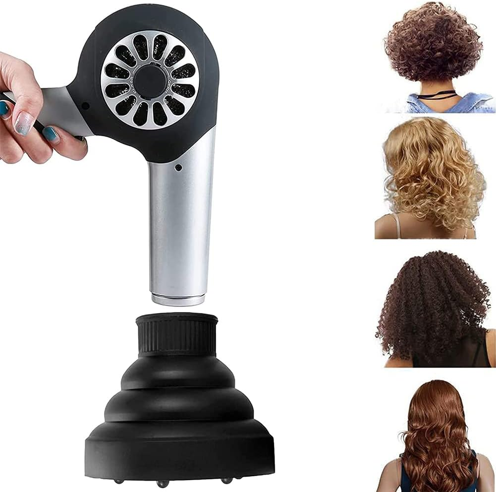 Hair Diffuser, Diffuser Hair Dryer, Diffuser Hair Dryer Attachment, Hot Air Diffuser for Curly Hair, Foldable Hair Dryer Diffuser Attachment, with Silicone Adapter, for Curly or Wavy Hair Styling,