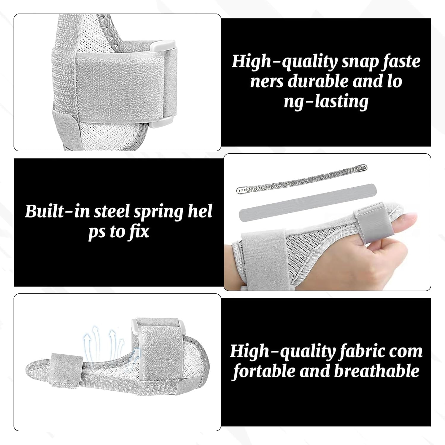 Thumb Brace, Thumb Splint, De Quervain'S Splint, Thumb & Wrist Brace Stabilizer Splint, Adjustable Support with Metal Splints, Suitable for Pain Relief, Arthritis, Sprains, Tendonitis, Carpal Tunnel image number 2