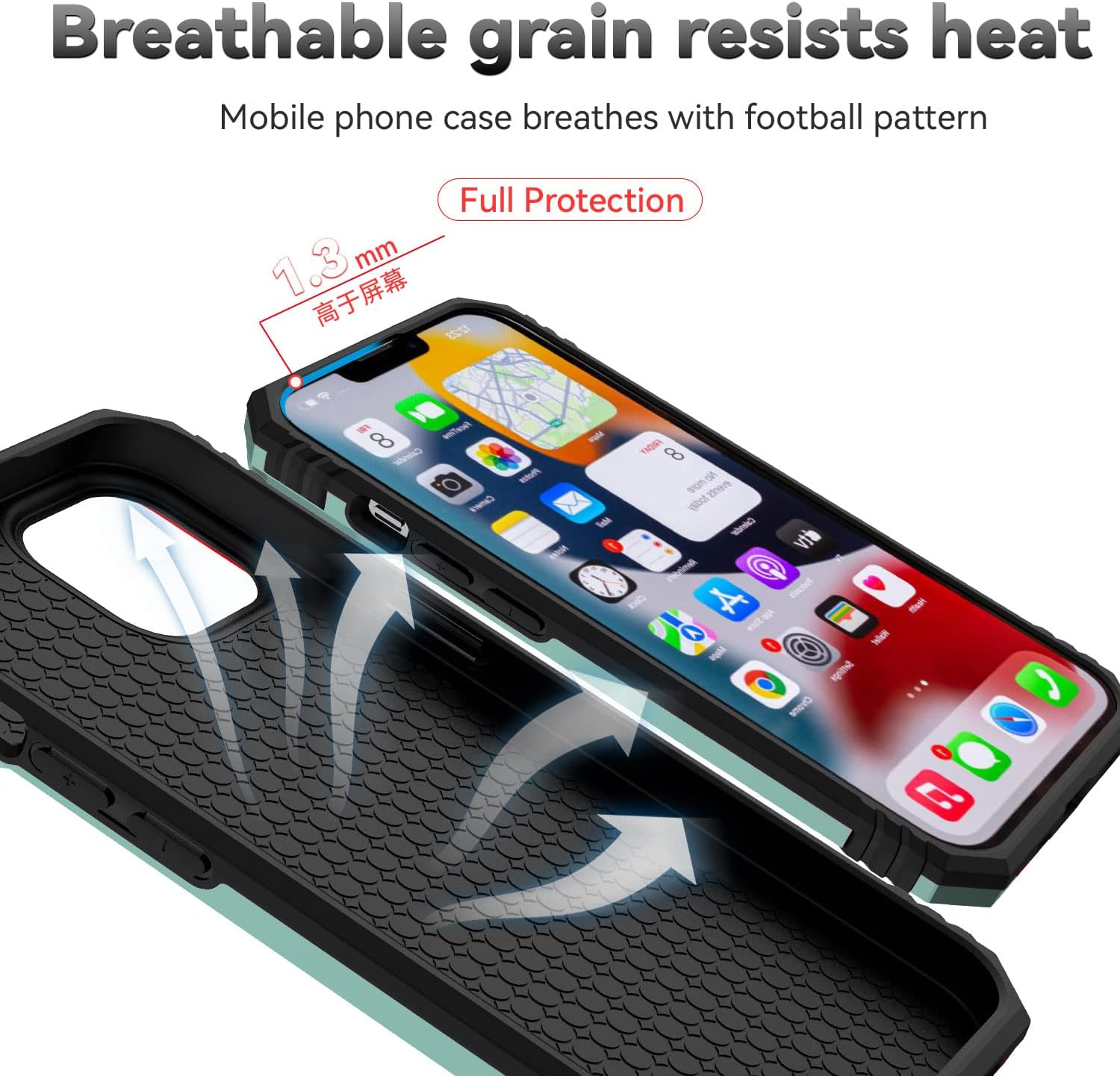 QIWEIQING Iphone 14 Case Plastic Back Cover TPU Bumper Mobile Phone Case 360 Degree Metal Ring Stand Heavy Duty Military Grade Protection Hybrid Shockproof Case for Iphone 14 / Iphone 13. Green JXT - Green image number 4