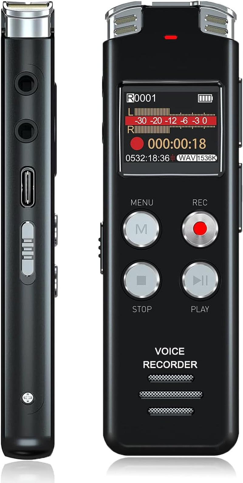 EVISTR L357 Digital Voice Recorder - 64GB Voice Activated Recorder with Playback and MP3 Player - Rechargeable Dictaphone with Noise Reduction Password for Lectures Meetings image number 5
