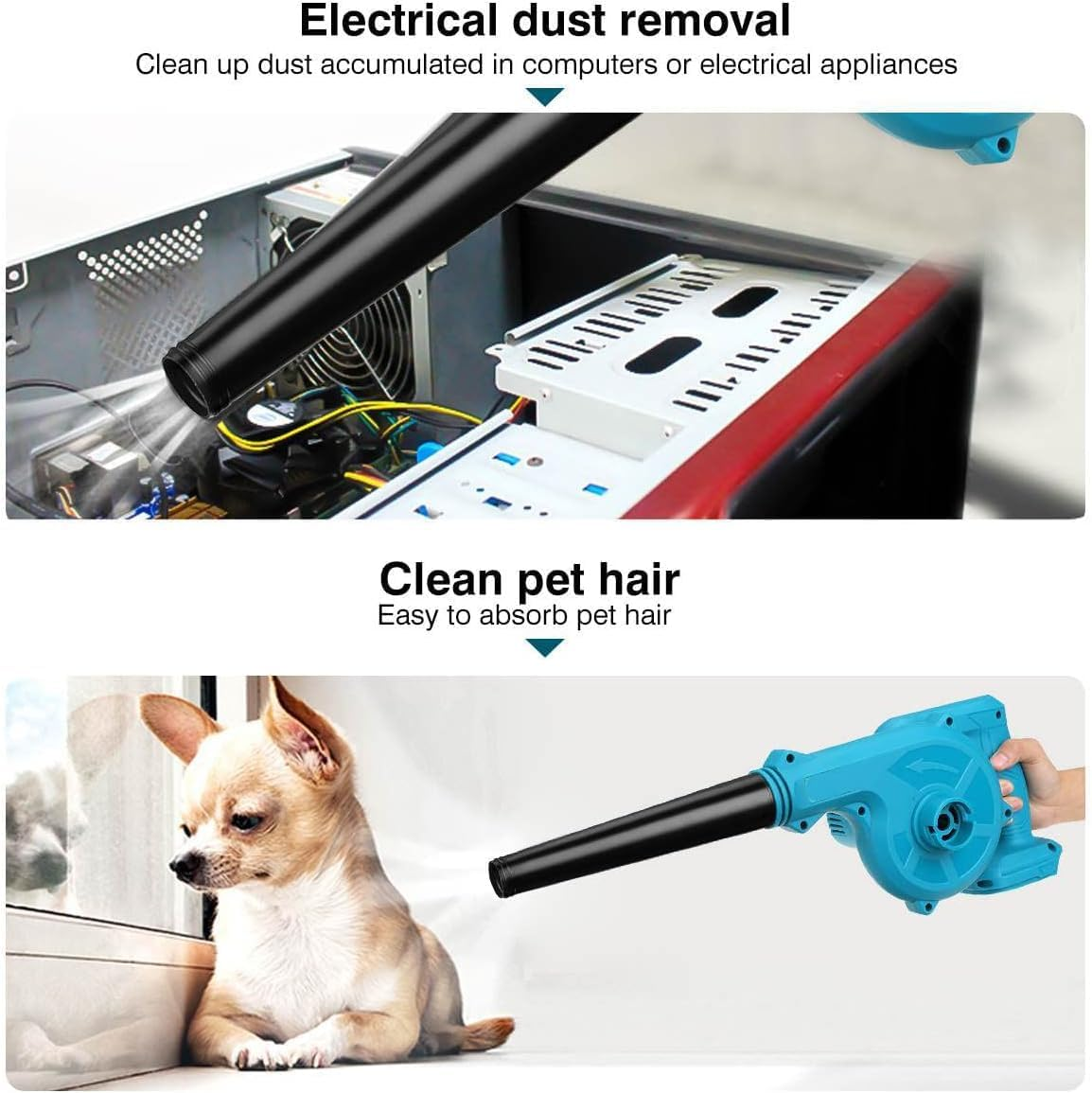 Electric Cordless Blower (Compatible for Makita 18V Battery) Vacuum Air Leaf Blowing (Battery Not Included)