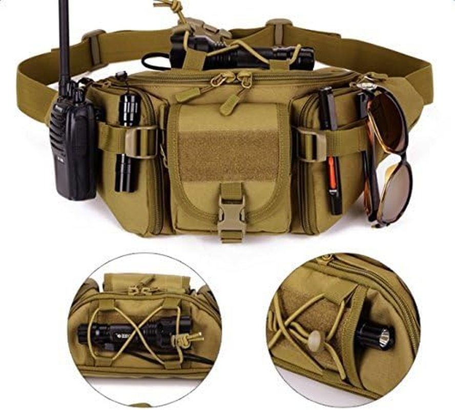 CREATOR Tactical Waist Pack Portable Fanny Pack Outdoor Hiking Travel Large Army Waist Bag Military Waist Pack for Daily Life Cycling Camping Hiking Hunting Fishing Shopping - Black - Brown image number 2