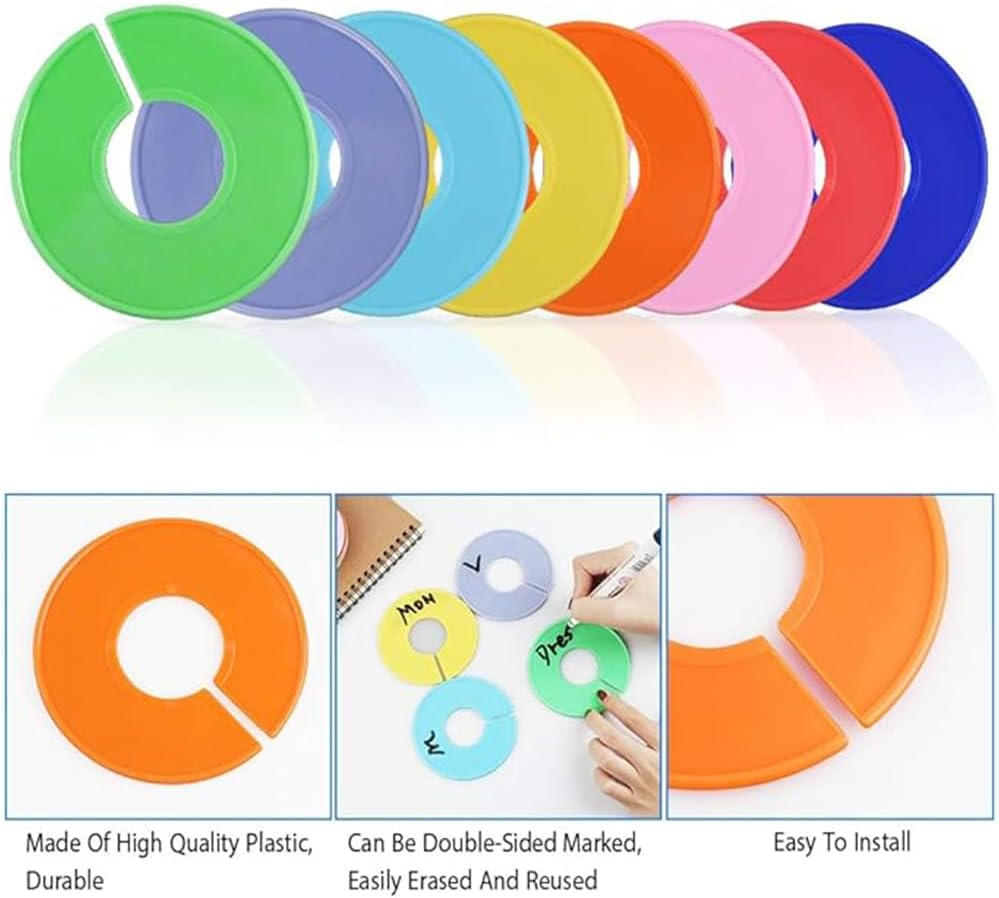 Closet Dividers for Hanging Clothes, 10 Pieces, round Plastic Rack Labels, Clothing Size Markers image number 1