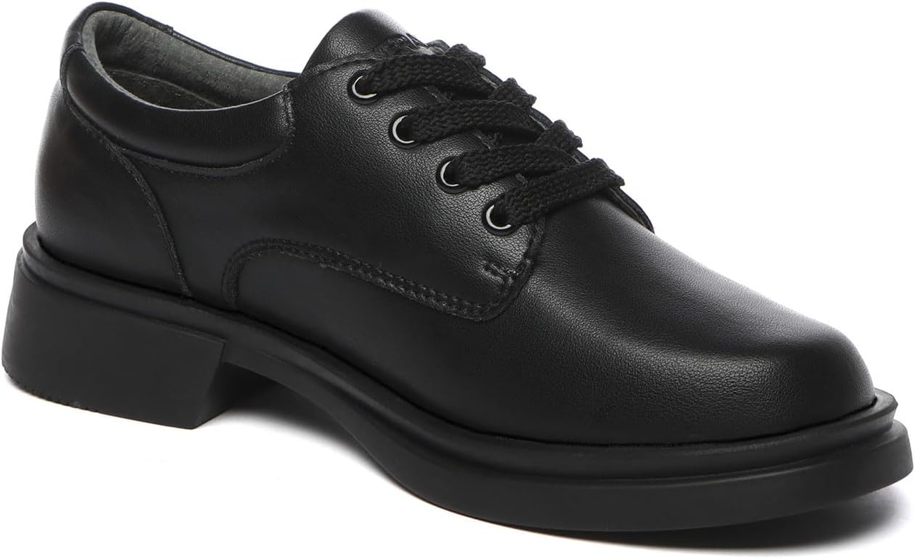 EVERAU Senior Lace up School Shoes | Cow Suede Upper - Women - Loafer Oxfords Flats image number 3