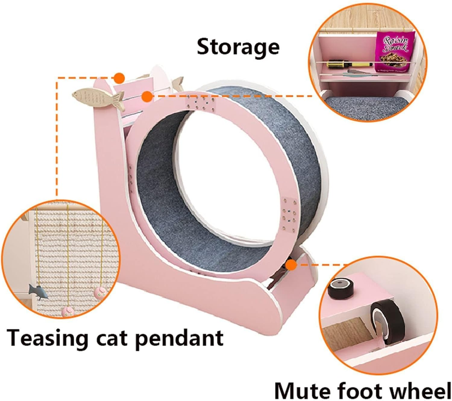 Cat Exercise Wheel,Running,Spinning,And Scratching Fun,Cat Wheel Exerciser for Indoor Cats,Suitable for All Cats Natural Wood Color Cat Wheel,Cat Running Wheel