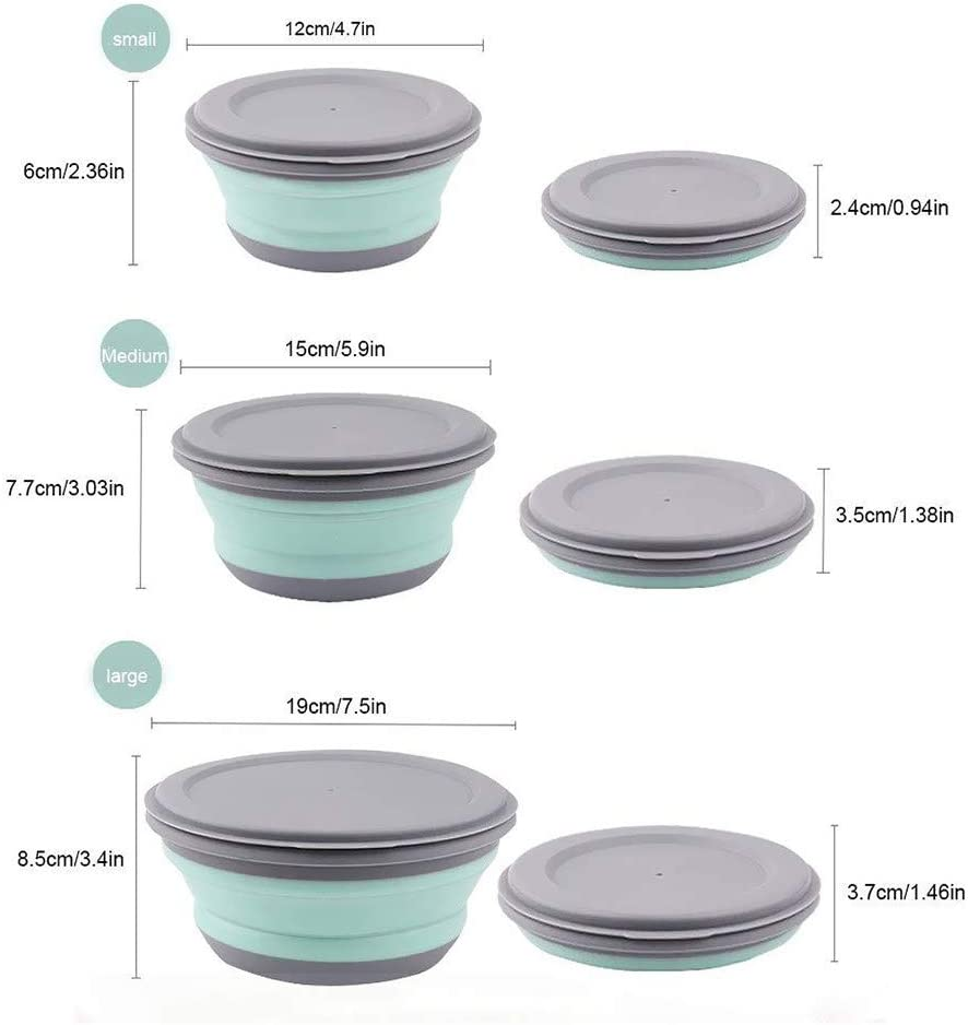 Collapsible Bowl, 3 Pcs Safe Silicone Collapsible Camping Bowl for Travel (39) image number 6