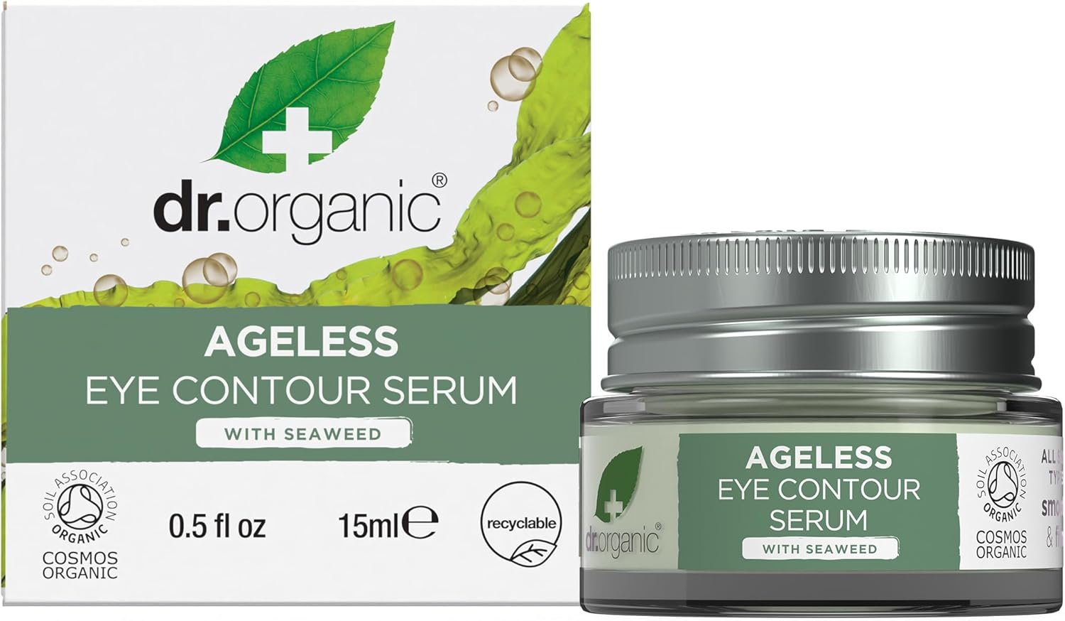 Dr Organic Ageless Eye Contour Serum with Organic Seaweed, New,Moisturising, Fine Lines, Wrinkles, Natural, Vegan, Cruelty-Free, Paraben & Sls-Free, Recycle &Recyclable, Certified Organic, 15Ml image number 4