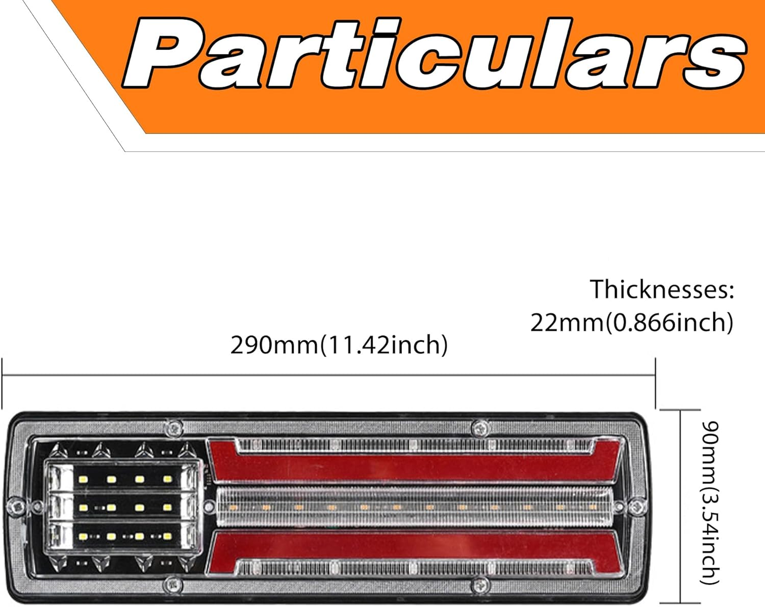 11.4 Inch Trailer Tail Light Bar, 62 LED Super Bright Stop Tail Turn Reverse Lights, IP67 Waterproof, 12V for Truck Trailer RV Camper Pickup Boat UTV Van image number 5