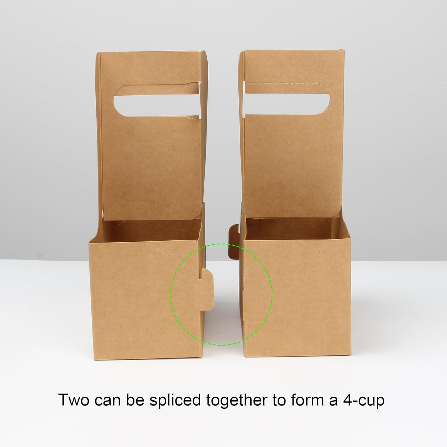 KVMORZE 2-Cup Drink Carrier Handle, Kraft Paperboard Handled Drink Carriers 12-30 OZ to Go Coffee Cup Holder for Drinks, Takeout, Cafe and Restaurant Food Service Delivery, 20Pack image number 4