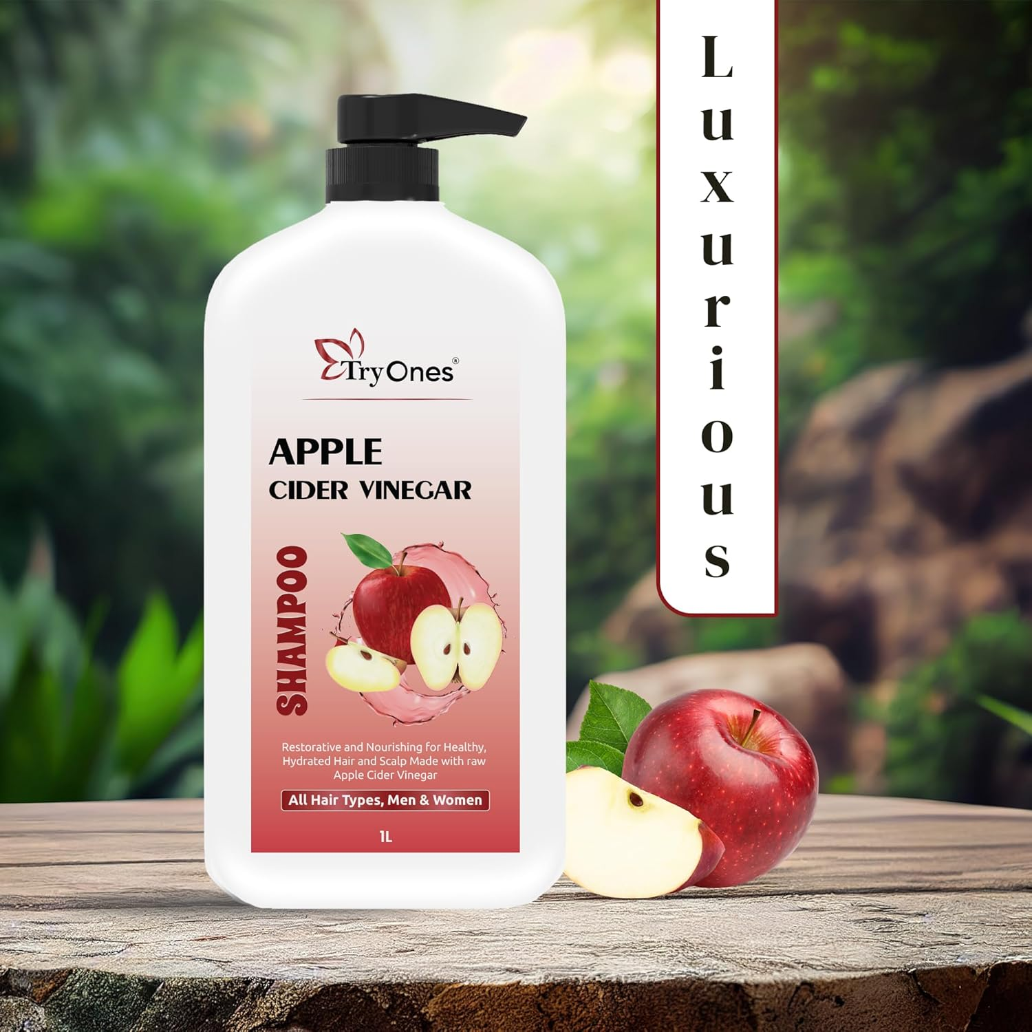 Tryones Apple Cider Vinegar Shampoo with Natural Ingredients Frizz, Scalp Nourishment Shampoo for Hair Fall | No Sulphate No Paraben | for Men & Women &ndash; 1000Ml image number 3