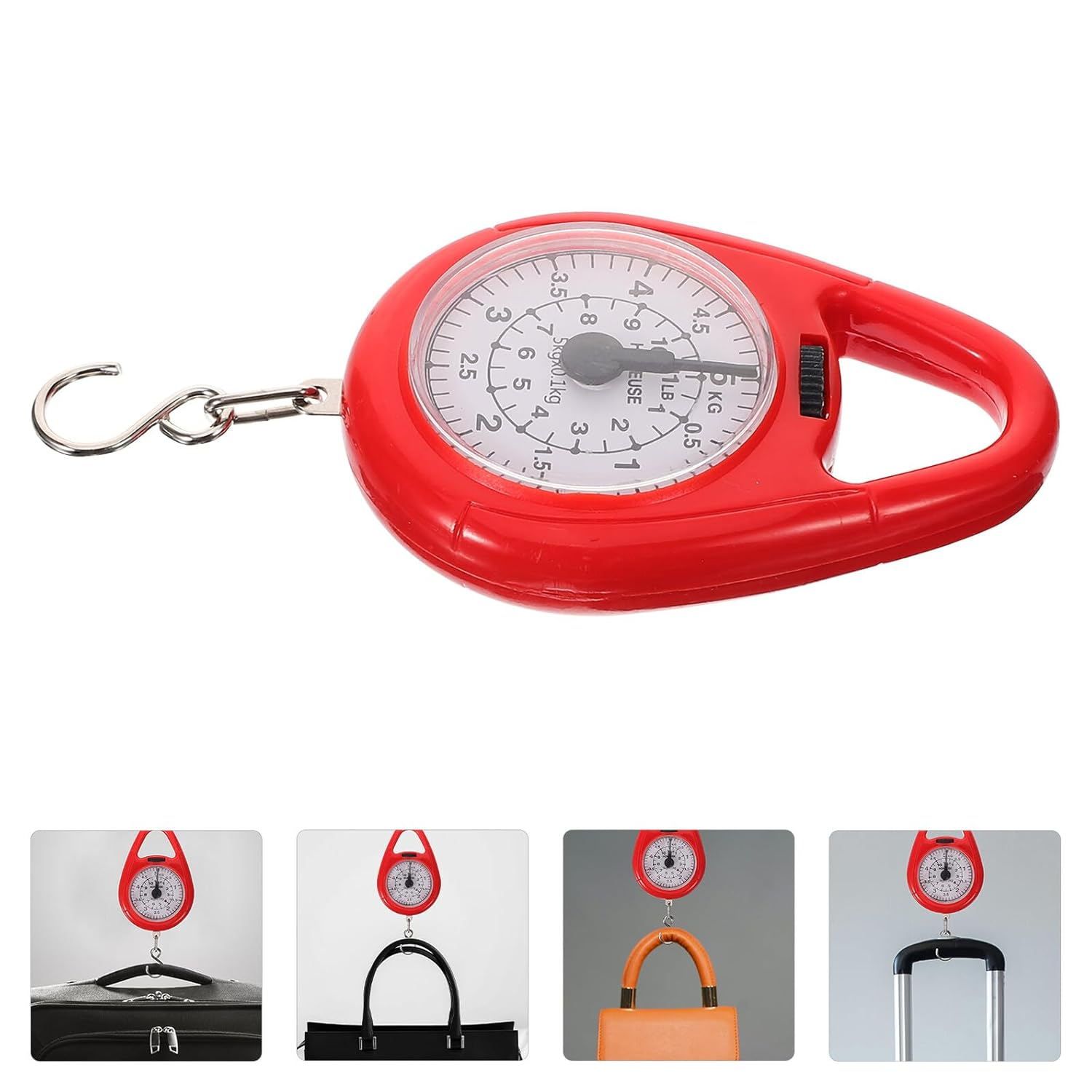 HOMOCONO Mini Spring Scale Portable Mechanical Luggage and Fishing Weighing Tool with Hook Compact Travel Scale for Accurate Weight Measurement Use Red Handheld Steelyard image number 6