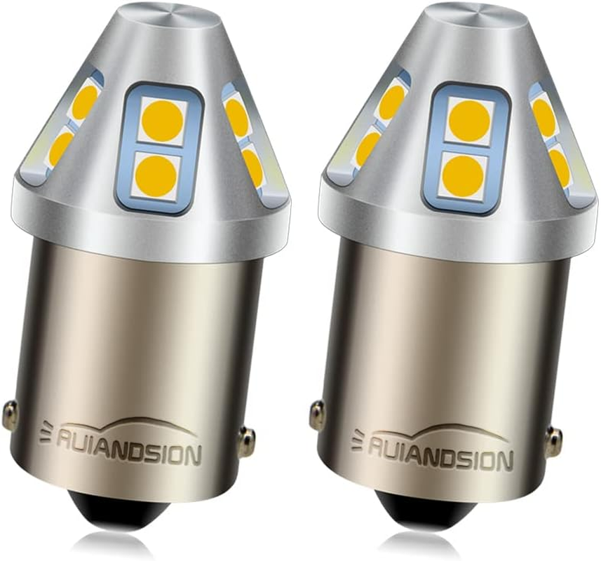 Ruiandsion 2Pcs BA15D LED Bulb 6V 12V 24V Warm White 1004 1076 LED Light Bulbs 6-30V Replacement for Car Camper Interior Lights, Non-Polarity