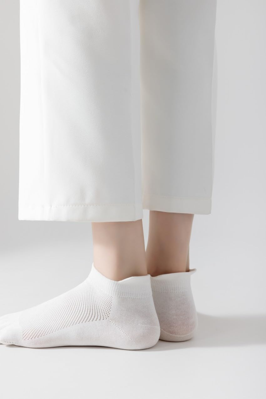 Toe Socks Cute Sweat Absorbing and Antibacterial Socks for Women and Girl,Athletic Running Five Finger Ankle Socks image number 3